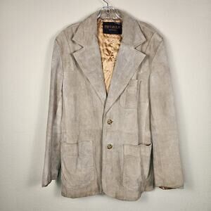 Vintage 70s Suede Leather Blazer Jacket Men 42L Sportcoat Seville Western Safari